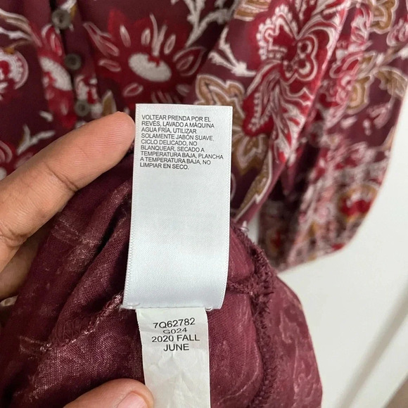 lucky brand boho peplum floral peasant print red blouse 1X - Picture 4 of 6